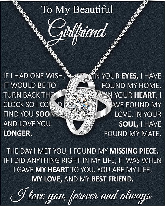 Wife Necklace From Husband To My Wife Necklace Soulmate Necklace For Women Future Wife Jewelry Birthday Christmas Valentine's gifts For Girlfriend Message Card & LED Box