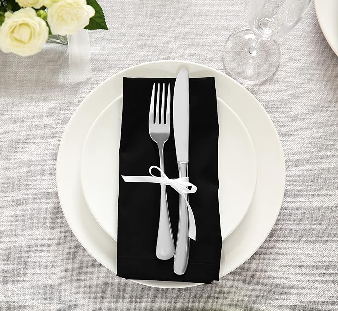 Utopia Kitchen Black Cloth Napkins [288 Pack, 18x18 Inch] Absorbent Cotton Blend Washable and Reusable for Dinner, Restaurant, Lunch, Wedding and Hotel