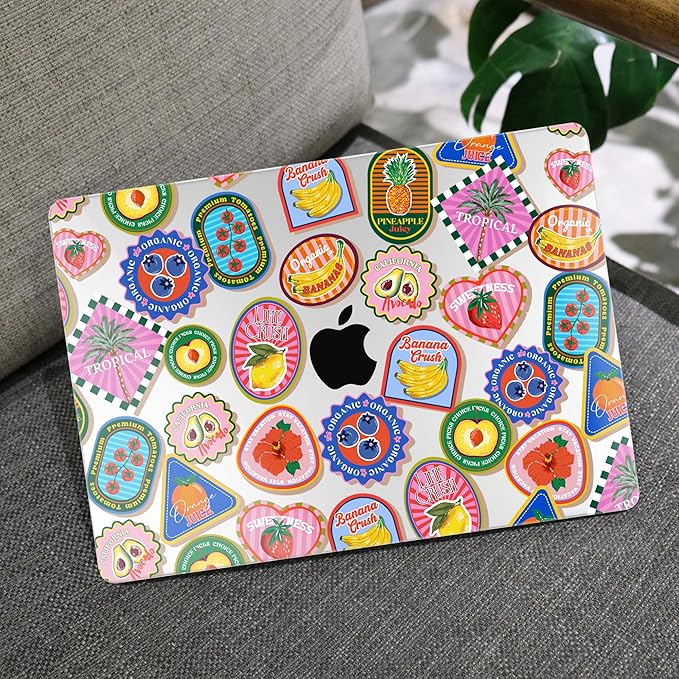MEEgoodo Case for MacBook Pro 13 inch Case 2022 2021 2020 New A2338 M2/M1 A2251 A2289, Laptop Hard Shell with Keyboard & Camera Cover Compatible with 13 inch MacBook Pro, Fruit & Sticker