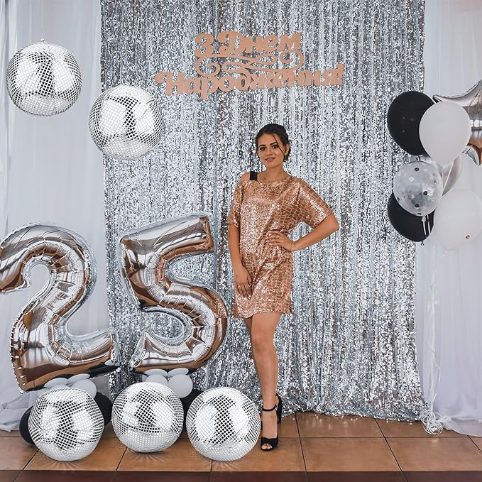 HyDren 16 Set Inflatable Disco Ball with Cover Foldable Hanging Mirror Disco Ornaments for Christmas Wedding Birthday Baby Shower Bachelorette Party Indoor Outdoor (12 Inch)