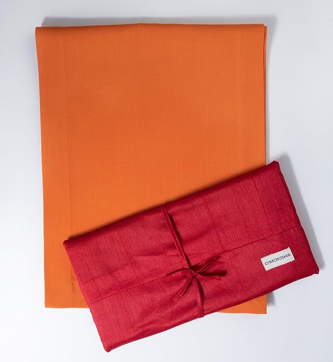 D'Moksha Homes Orange Table Runner 14 x 90 Inch - Faux Linen Dining Table Runner 90 Inches Long - Wrinkle Resistant, Machine Washable for Fall, Thanksgiving, Holiday - 100% Recycled Fabric