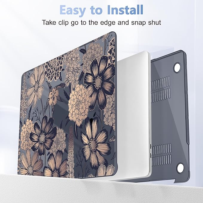 Case for MacBook Pro 13 inch with/Without Touch Bar (2016-2022, M2 A2338 M1 A2289 A2251 A2159 A1989 A1706 A1708), Hard Shell + Keyboard Cover + Dust Plug - Spring Floral