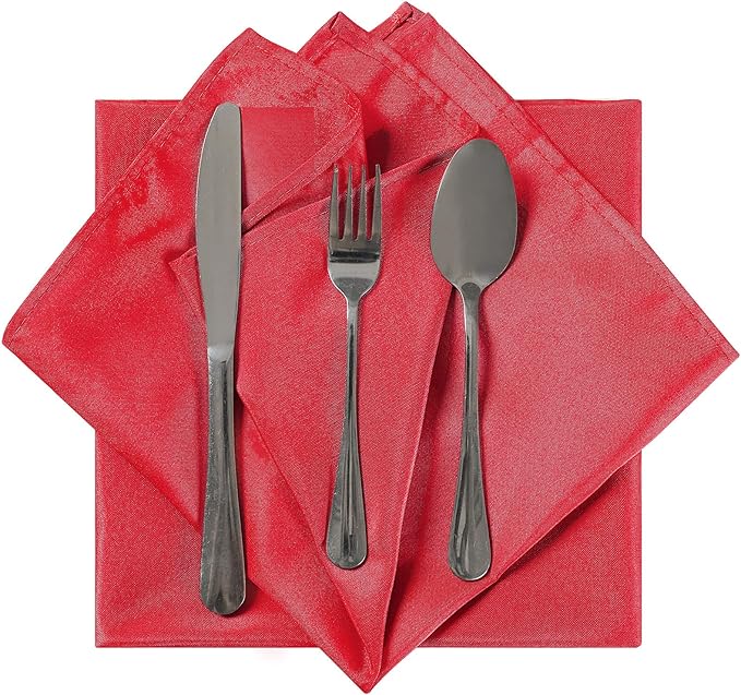 Cloth Napkins 20x20 inch Washable Polyester Dinner Napkins Soft Table Napkins for Wedding Party Dining Banquet(Red,50PCS)