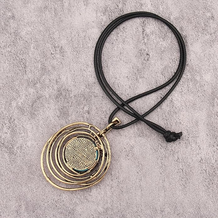Boho Leather Necklace Women Bohemian Brown Circle Pendant Necklace Choker Long Necklaces for Women Boho Ring Large Pendant