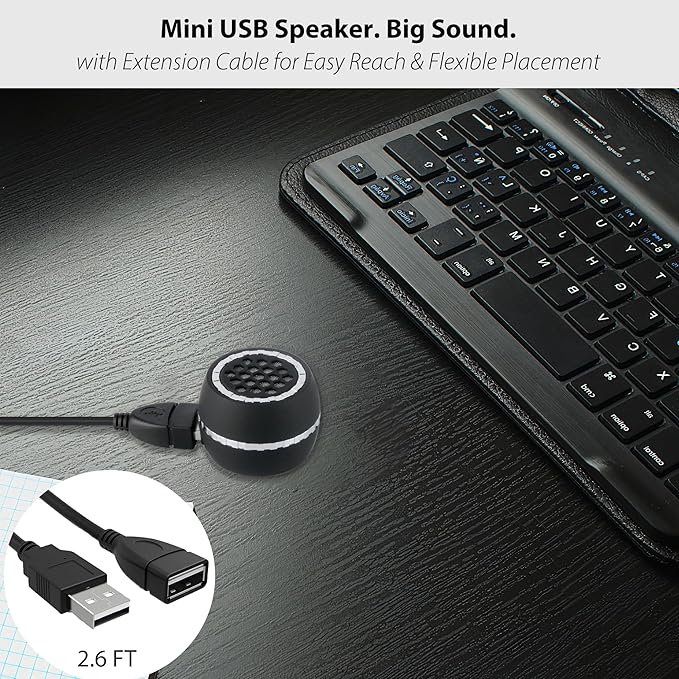 USB Mini Portable Speaker with USB Plug & Play and Bluetooth Connection, Small External Speaker for Computer/Tablet/Smartphone, Crystal Clear & Loud