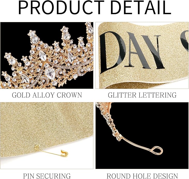 Gold Crown for Women Crystal Princess Tiaras Rhinestone Queen Headband Wedding Bridal Hair Accessories Birthday Prom Pageant Party Coming of Age Ceremony Photo Props