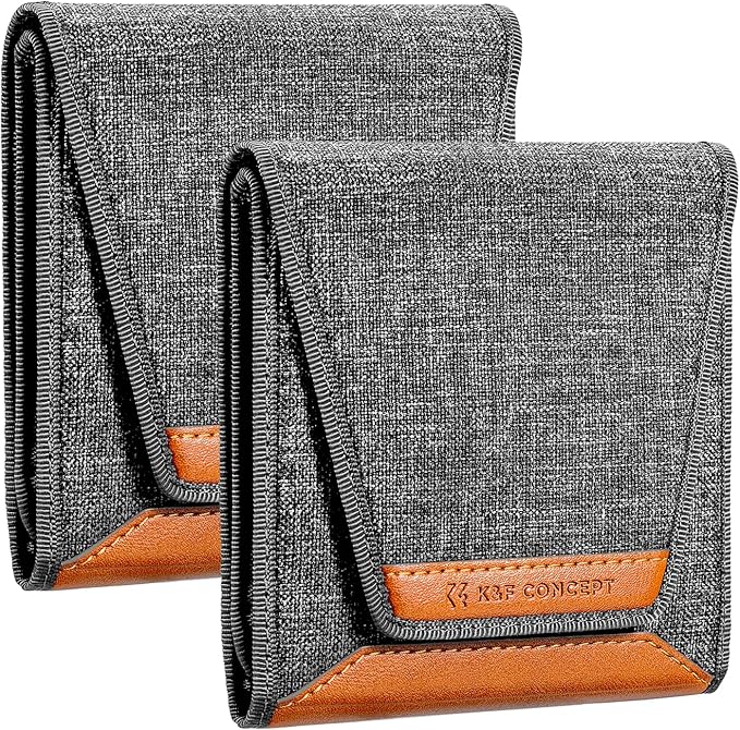 K&F CONCEPT Lens Filter Pouch, Lens Filter Case 3 Pocket Professional Photography Filter Holder Belt Bag Pouch Water-Resistant and Dustproof for Filter Up to 82mm (2Pack)