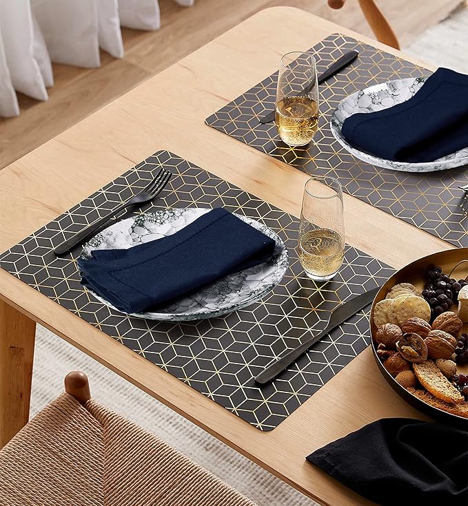 Palisa Cloth Dinner Napkins with Hemstitched Detailing & Mitered Corners Set of 12 (18x18 Inches) Navy - Cotton Reusable Dinner Napkins - Perfect for Weddings & Everyday Use