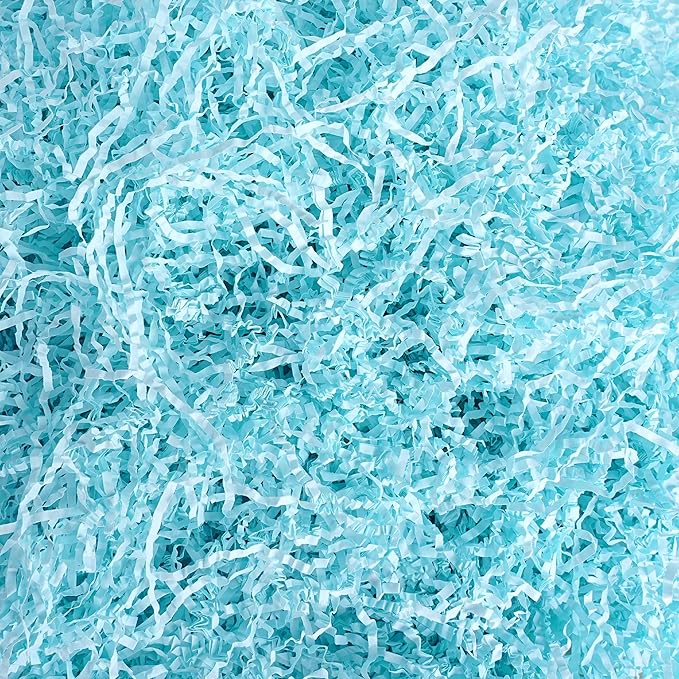 Uptotop 1/2LB Blue Crinkle Cut Paper Shred Filler for Gift Wrapping Basket Filling, Birthday, Christmas, Thanksgiving, Wedding, Mother's Day