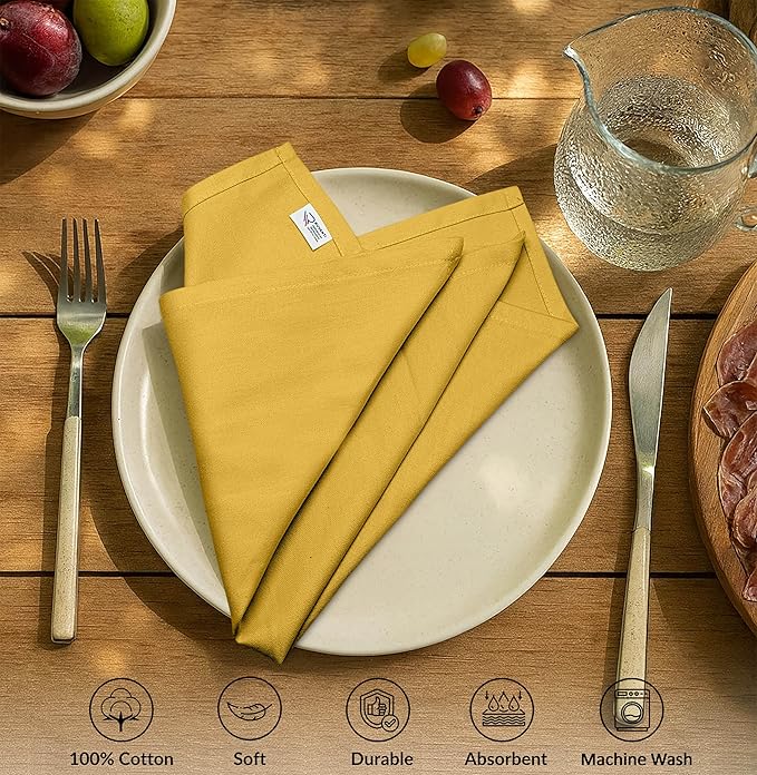 Ruvanti Premium Cloth Napkins Set of 12, 18x18 Inches, 100% Cotton, Washable, Soft & Absorbent, Perfect for Wedding, Christmas, ‎Thanksgiving Dinners - Multi Colors