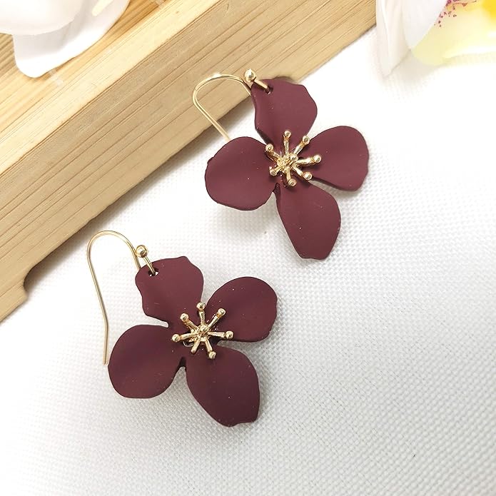 POMINA White Flower Statement Necklace for Women, Floral Bib Collar Necklace with Adjustable Chain, Flower Earrings, Elegant Costume Jewelry for Weddings, Gifts for Women