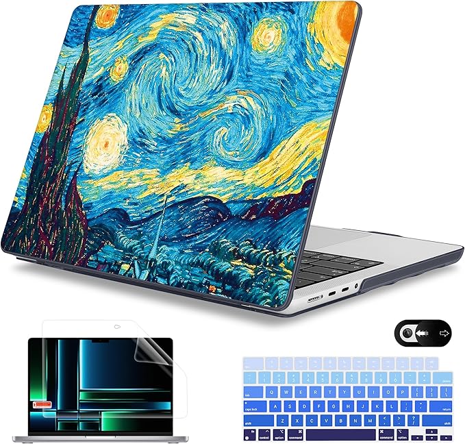 Mektron Case for MacBook Pro 16" M4 A3403 A3186 M3 A2991 M2 A2780 M1 A2485 (2021/2023/2024) Pro/Max with Touch ID, Hard Shell Plastic Laptop Cover Keyboard Cover Screen Protector, Abstract Starry Sky
