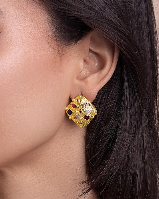 SNGIA18K Gold Plated Dangle Textured Ribbed Irregular Large Leaf Statement Earrings for Women by SNGIA, Handmade Dramatic Geometric Trendy Summer Drop Leaf Flower Jewelry Gifts, Bold Beachy Vintage Plant Fashion Drop Accessories, Vintage Nickle Free Fl...