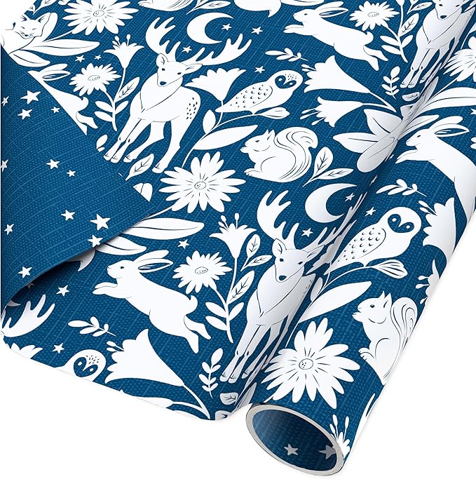 American Greetings 60 sq. ft. Reversible Christmas Wrapping Paper, Animals (1 Roll, 30 in. x 288 in.)