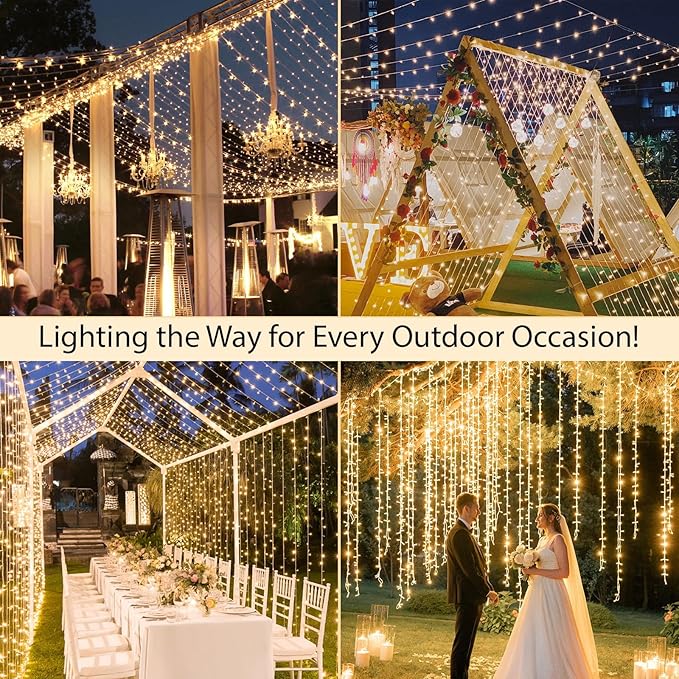 suddus 300 Led Connectable Christmas Lights Outdoor Waterproof, 99ft Christmas Tree Light Plug in with Remote, Warm White String Lights Indoor for Xmas Holiday Yard Party Porch Patio Garden Decor