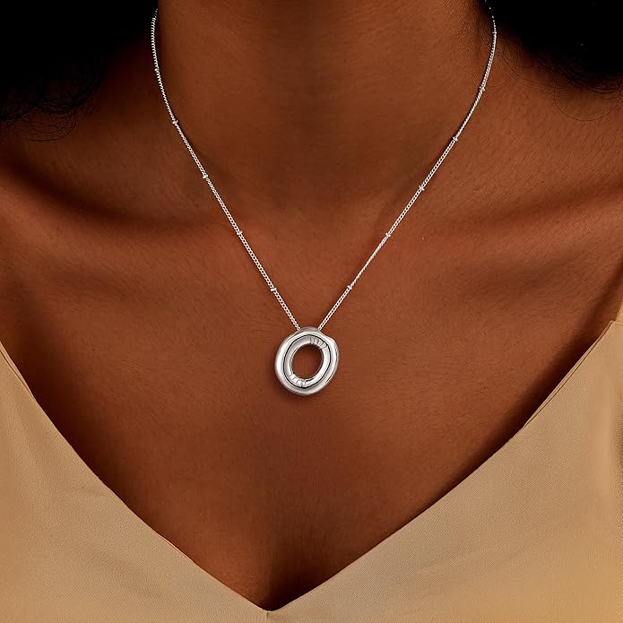 Inerney Valentines Day Gifts Gold Bubble Letter Necklace Initial Necklaces for Women, Chunky 14K Plated Balloon Initials, Trendy Charm Non Tarnish Custom Name Pendant Jewelry Gifts for Mom