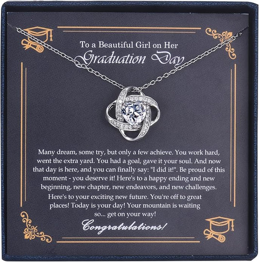 EPIRORA Sterling Silver Cubic Zirconia Love Knot Pendant Necklace for Women, Graduation Birthday Christmas Jewelry Gifts for Friends/Wife/Sister/Daughter/Mom
