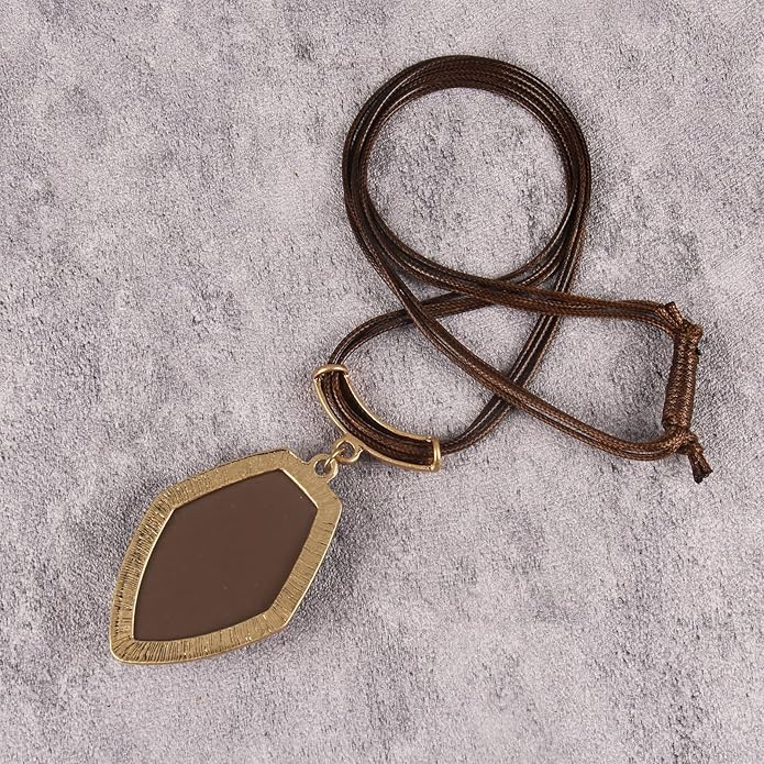 Boho Leather Necklace Women Bohemian Brown Circle Pendant Necklace Choker Long Necklaces for Women Boho Ring Large Pendant