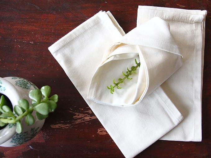 TARAN LIVING Cotton Napkin 100% Cotton Dinner Napkin Washable Dinning Table Napkins Gift for Easter Party Soft Farmhouse Décor White Napkins Cloth Set of 12-18x18 Inch