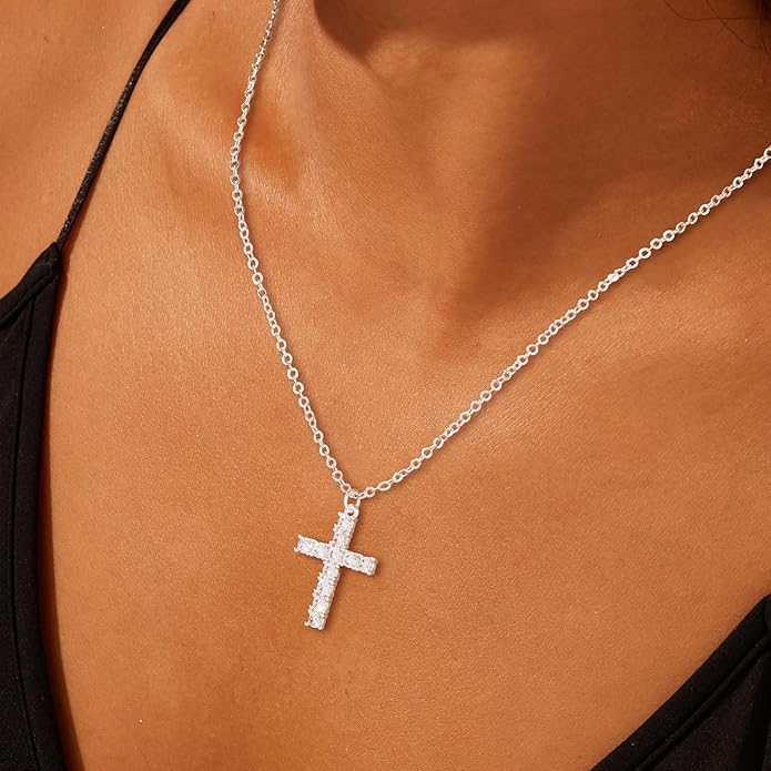 Layered Gold Necklaces for Women, Stackable Dainty 14K Gold Silver Plated Trendy Simple Heart Diamond Cross Bow Circle Pendant Paperclip Choker Dot Chain Necklace,Jewelry Set Gifts for Women