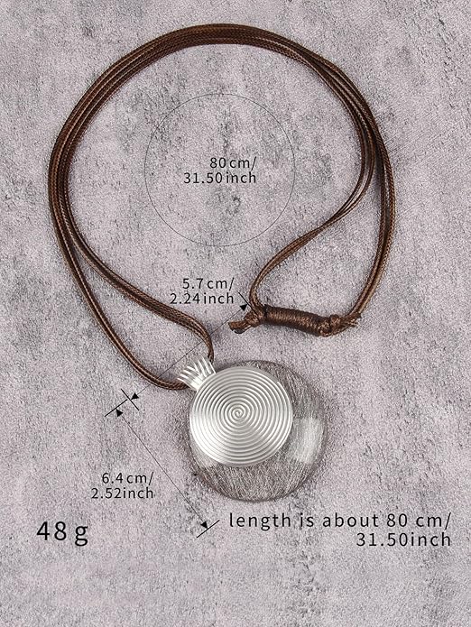 Boho Leather Necklace Women Bohemian Brown Circle Pendant Necklace Choker Long Necklaces for Women Boho Ring Large Pendant
