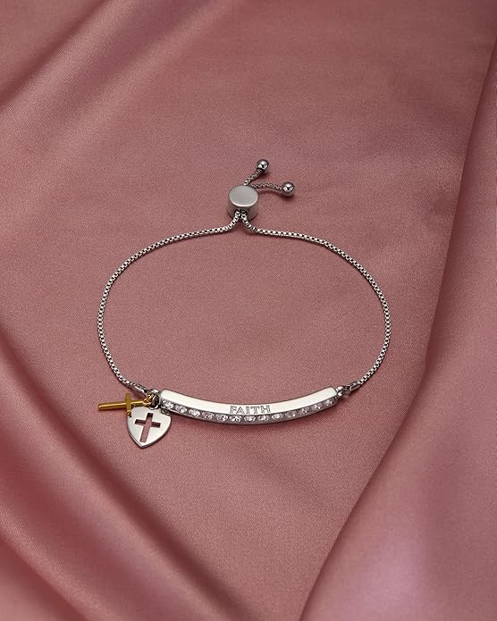 INSPIRED VOICES Sterling Silver Plated Charm Bracelets for Women - Easy Adjustable Bracelets