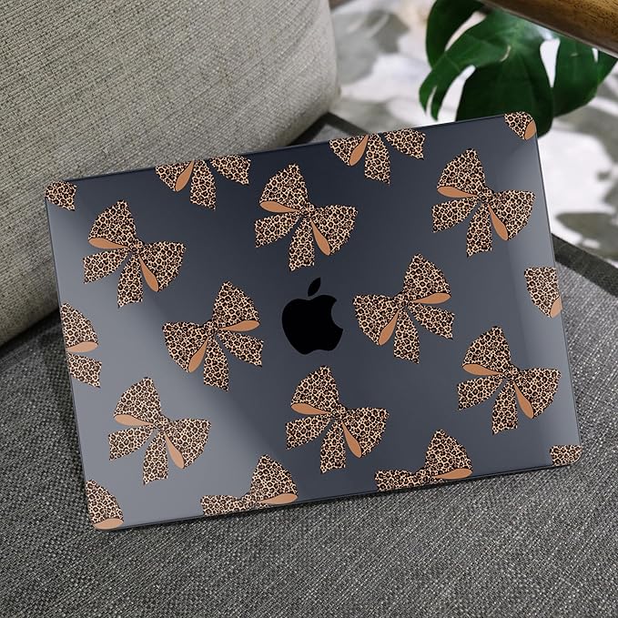MEEgoodo Case for MacBook Pro 13 inch Case 2022 2021 2020 New A2338 M2/M1 A2251 A2289, Laptop Hard Shell with Keyboard & Camera Cover Compatible with 13 inch MacBook Pro, Leopard Print Bows