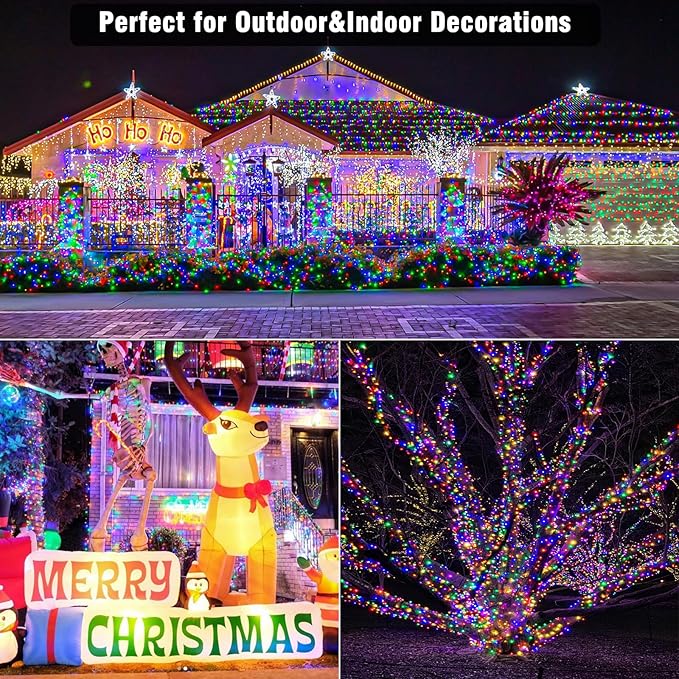 800 LED String Lights Indoor Outdoor, 262FT Christmas String Lights for Outside 8 Modes Clear Wire, Plug in Twinkle Fairy Lights for Bedroom Party Garden Christmas Tree Decorations, Multicolor