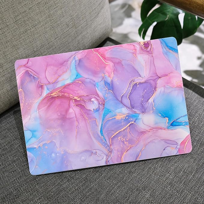 MEEgoodo Case for MacBook Pro 13 inch Case 2022 2021 2020 New A2338 M2/M1 A2251 A2289,Laptop Hard Shell with Keyboard & Camera Cover Compatible with 13 inch MacBook Pro, Pink Marble Texture