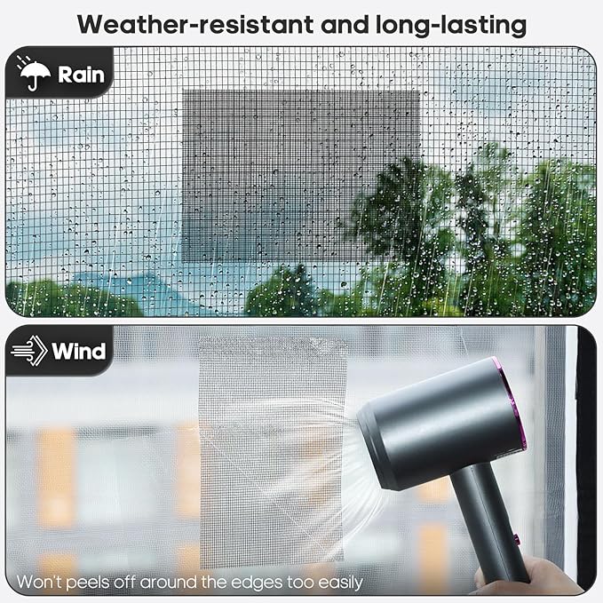 5" x 7" Black/Grey Screen Repair Kit, 6 PCS Window Screen Patch Repair Tape for Mesh Window Door, Strong Adhesive Fiberglass Mesh Pacth Tape