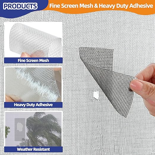 KING MOUNTAIN Black Window Screen Repair Tape,3inX15FT Heavy Duty Screen Repair Kit for Window Screen and Screen Door Tears Holes,Strong Adhesive & Waterproof Window Screen Patch, Weather Resistant