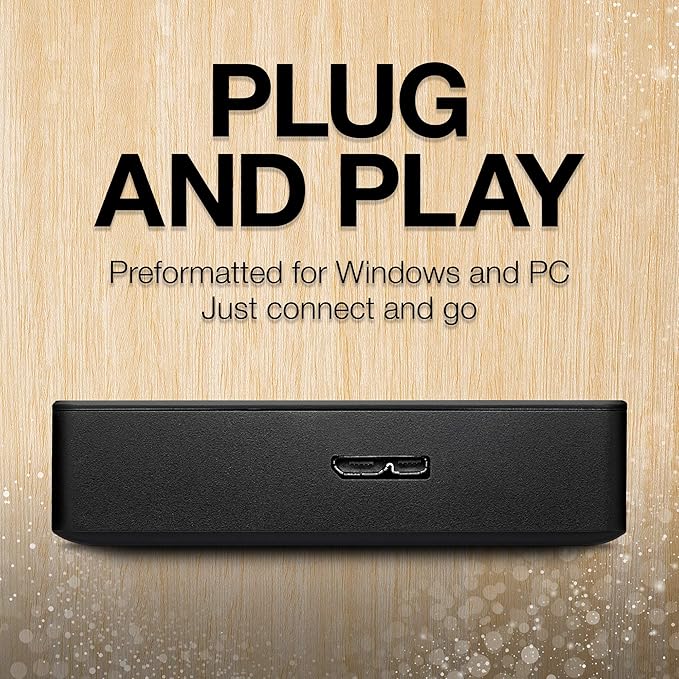 Seagate Portable 1TB External Hard Drive HDD – USB 3.0 for PC, Mac, PlayStation, & Xbox, 1-Year Rescue Service (STGX1000400) , Black