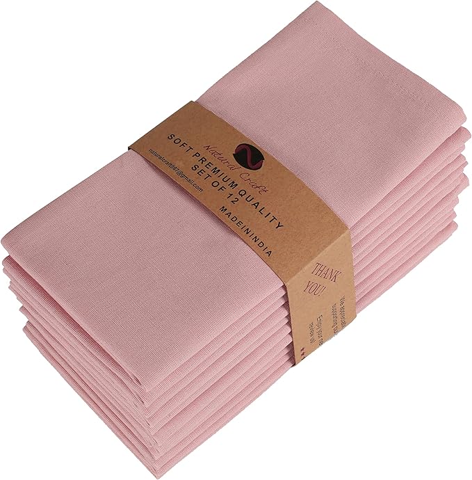 Pink Cloth Napkins Set of 12 Bulk Cotton Linen, Soft Durable Washable - Ideal for Dinner Farmhouse Party Wedding Spring Summer Easter - Perfect Everyday Use Blush Pink, Easter Special