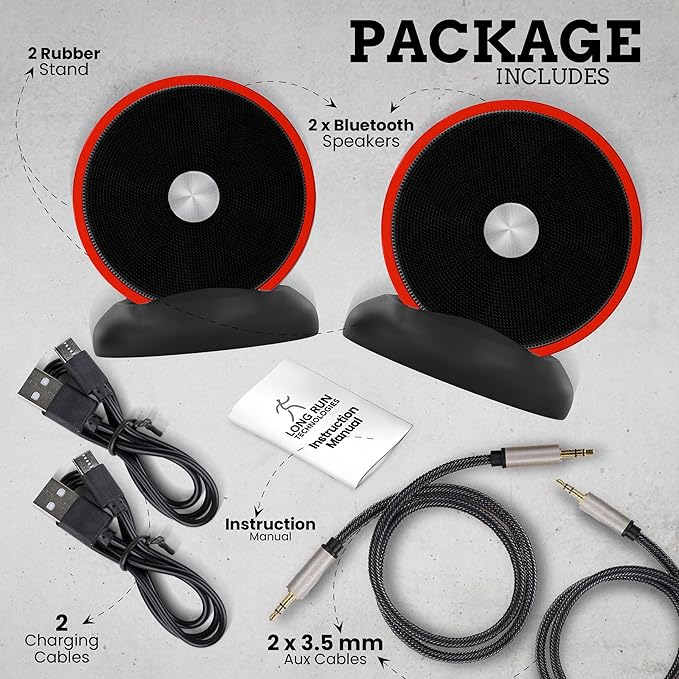 Bluetooth Speaker Pair - TF SD Card 3.5 mm Audio Cable - Dual Pairing Bluetooth Speakers - Bluetooth Multiple Wireless Speakers - Mothers Day Gift For Mothers - Bluetooth Speaker Multiple Pairing Red