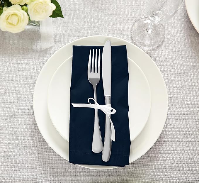 Utopia Kitchen Navy Blue Cloth Napkins [12 Pack, 18x18 Inch] Absorbent Cotton Blend Washable and Reusable for Dinner, Restaurant, Lunch, Wedding and Hotel