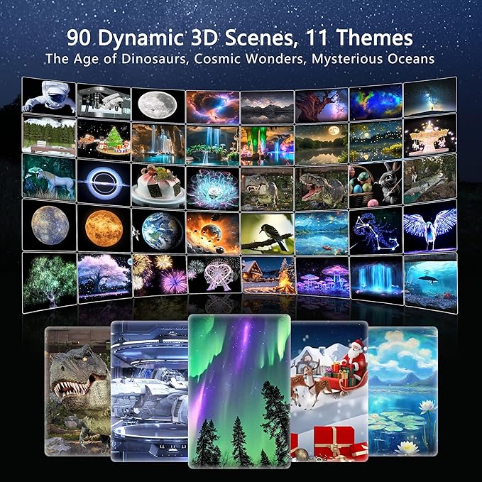 3D Galaxy Projector, AIRIVO 3D Visual Star Projector with 90 3D Scenes, Planetarium Projector with Bluetooth Speaker, Moving Stars, Night Light Projector for Room Decor, Kids Adults, Christmas Gifts