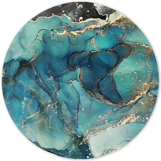 ITNRSIIET Round Mouse Pad with Stitched Edge Premium-Textured Waterproof Non-Slip Rubber Base Desktop Protection Mat Diameter 8.7 inches, Abstract Ink Tempera