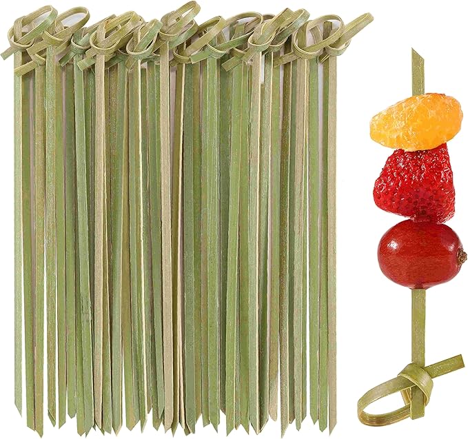 100 PCS Cocktail Picks, 4.7 Inch Toothpicks for Appetizers, Natural Bamboo Knot Skewers, Mini Food Sticks, Fancy Tooth Picks for Drinks,Fruit,Charcuterie,Cocktail Garnish Accessories, Party Supplies