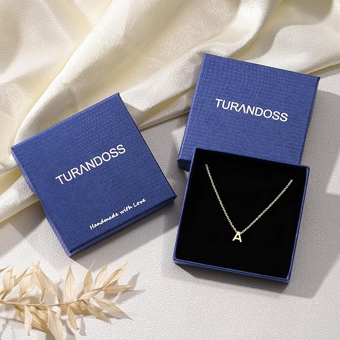 Turandoss Initial Necklaces for Women - Personalized 14K-Gold-Plated Letter A-Z Initial Pendant Necklaces Jewelry, Birthday Gifts for Women Teen Girls Girlfriend