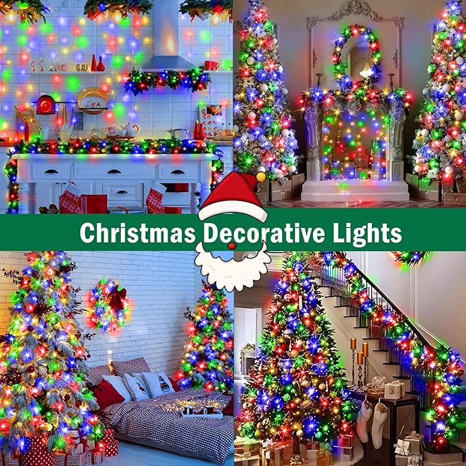 SAUIRS 60FT 160 LED Christmas Lights Outdoor String Lights with 8 Modes Timer Waterproof Fairy Light Plug in for Outside Indoor Party Xmas Palm Tree Yard Wedding Decorations(Multicolor)