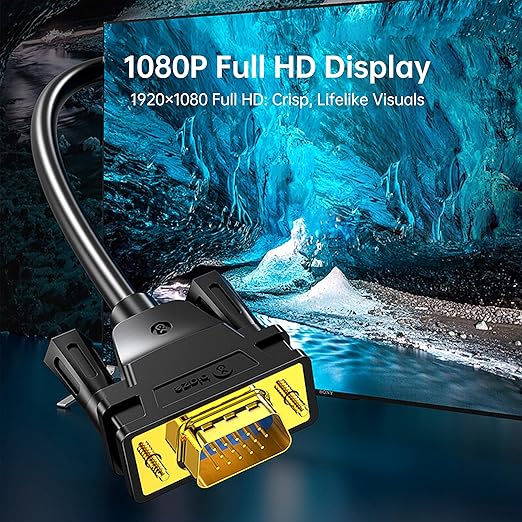 DVI to VGA Cable 6ft/1.8m [DVI-I 24+5 Pin Male to VGA Male] - Gold-Plated Connector for PC, Monitor, Projector - Compatible with Desktop, Laptop, GPU