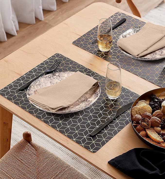 Palisa Cloth Dinner Napkins with Hemstitched Detailing & Mitered Corners Set of 12 (18x18 Inches) Beige - Cotton Reusable Dinner Napkins - Perfect for Weddings & Everyday Use