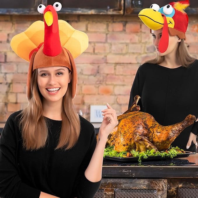 JOYIN 2 PCS Silly Thanksgiving Turkey Cap, Novelty Hats for Thanksgiving Night Event Dress-up Party, Costume Hats for Role Play Carnival Cosplay, Decoration & Accessories