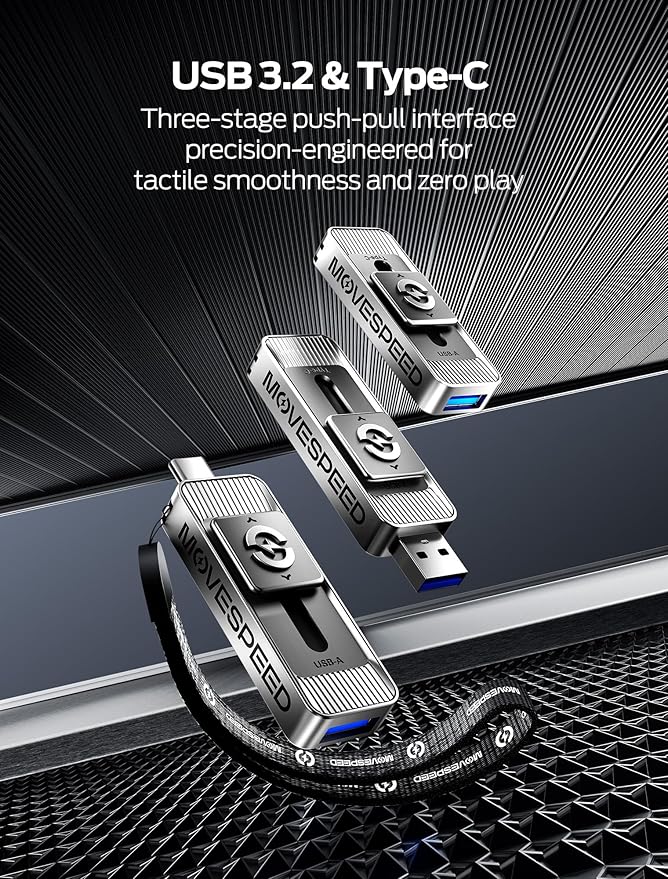 MOVE SPEED 1TB Solid State Drives with Dual Ports & Push-Pull Design — 560MB/s Read Speed, Type C + USB 3.2 Drive Portable ssd for iPhone 15/16/17/Android/Mac
