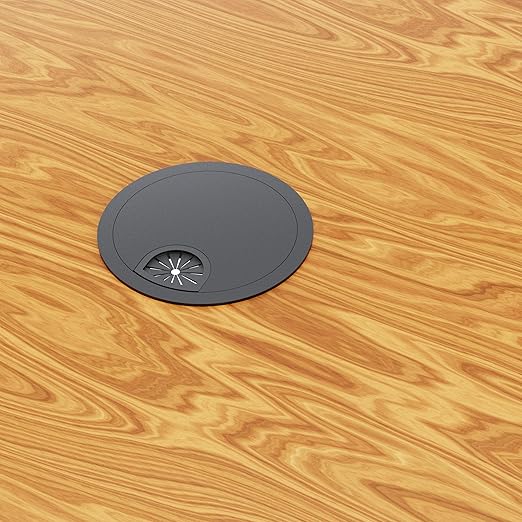 Desk Grommet 2-3/8 Inch 60mm, Zinc Alloy Computer Desk Wire Hole Cover, Office Desktop Cord Cable Hole Metal Ring, Black