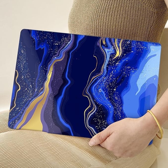 TWOLSKOO Compatible with M4 MacBook Air 13.6 inch Case 2025-2022 Release M4 A3240 M3 A3113 M2 A2681, Plastic Hard Shell & Keyboard Cover & Type C Adapter & Screen Protector, Abstract Marble