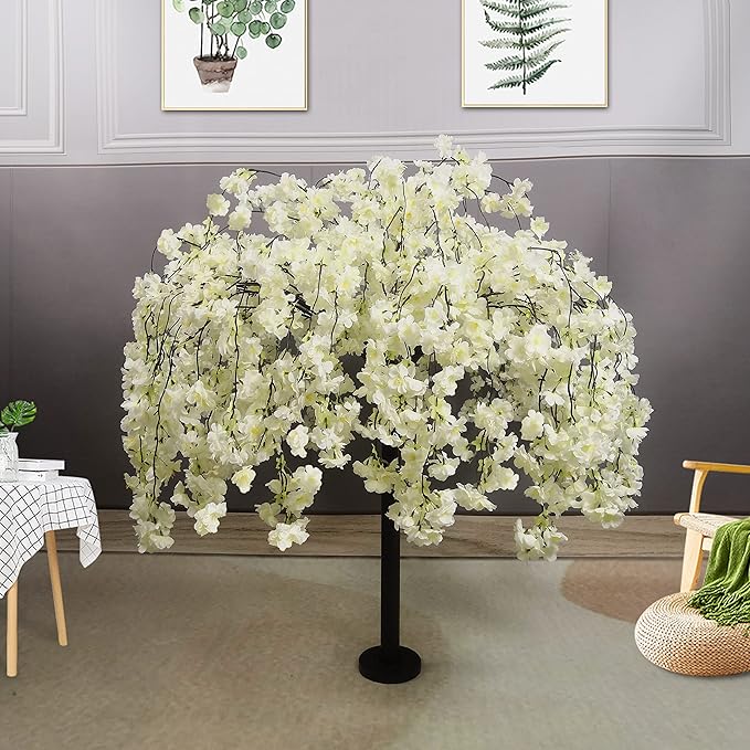 Artificial Cherry Tree Weeping Cherry Tree White Cherry Tree for Indoor Outdoor Home Office Party Table Center Wedding