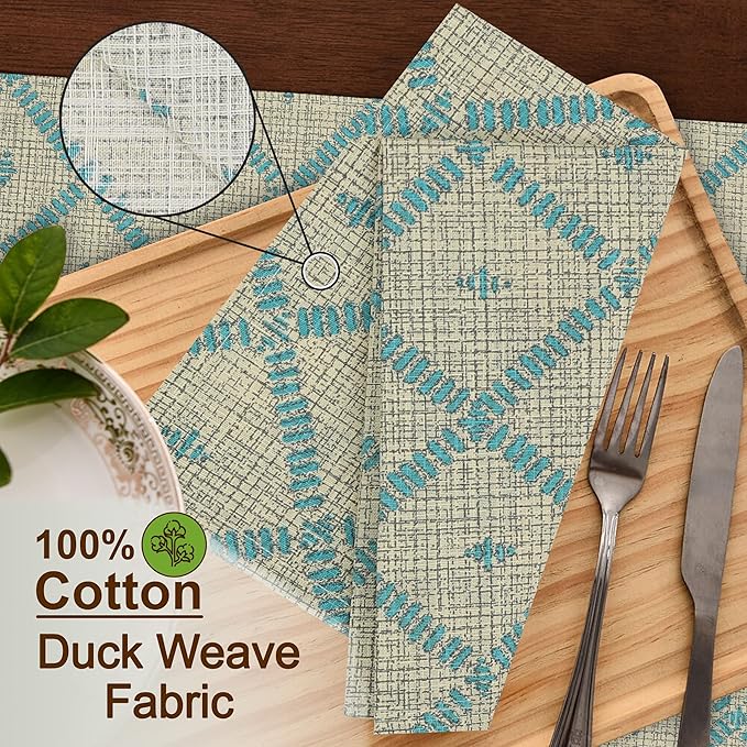 RUVANTI Cloth Napkins Set of 12 Cotton 100%, 18x18 Inches Napkins Cloth Washable, Soft, Absorbent. Cotton Napkins for Parties, Christmas, Thanksgiving, Weddings, Dinner Napkins Cloth - Linear