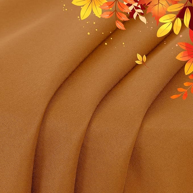 sancua Round Tablecloth 60 Inch(Fits 20-48 Inch Tables) Light Brown- Water Resistant Spill Proof Washable Polyester Fall Table Cloth Decorative Fabric Cover for Dining Thanksgiving Parties, Bronze