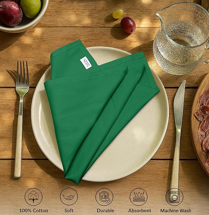 Ruvanti Premium Cloth Napkins Set of 6, 18x18 Inches, 100% Cotton, Washable, Soft & Absorbent, Perfect for Wedding, Christmas, ‎Thanksgiving Dinners - Amazon